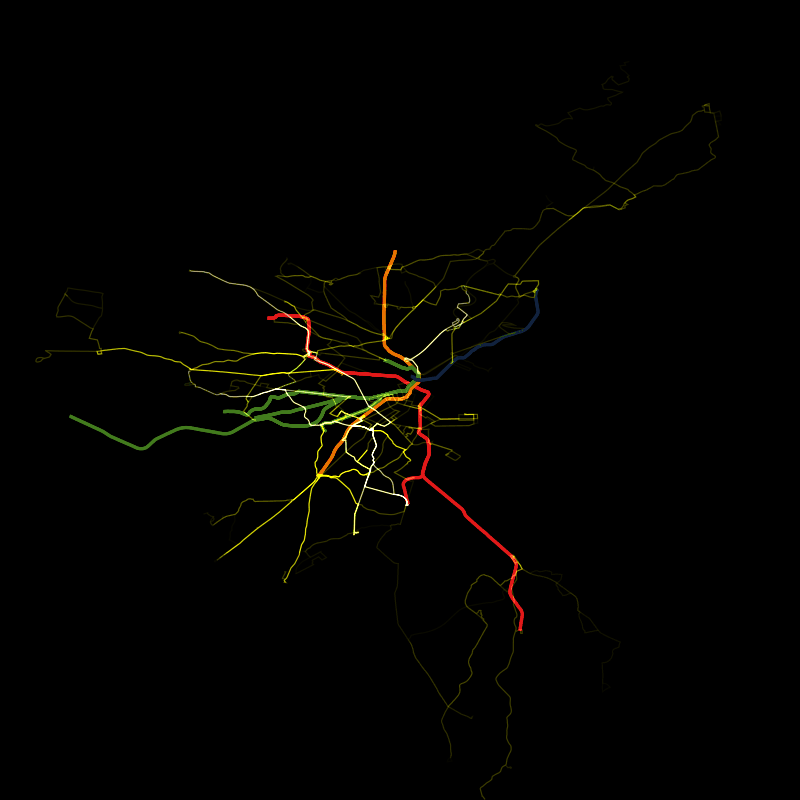 MBTA late night ridership map
