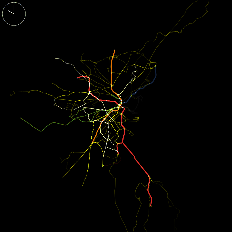 MBTA late night ridership map